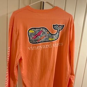 Vineyard Vines Men's Bright Orange Long Sleeve Tee